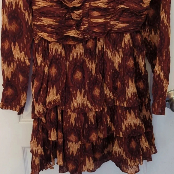 HOUSE of Harlow 1960 dress long Ballon sleeve lined Layered Burgundy - Picture 5 of 7